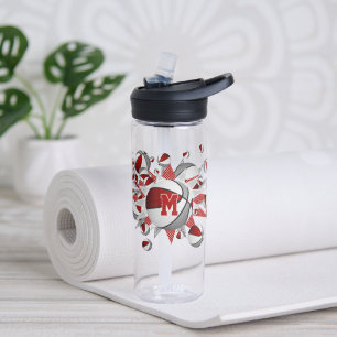 Bouteille D'eau basket gris rouge étoiles filles monogrammed