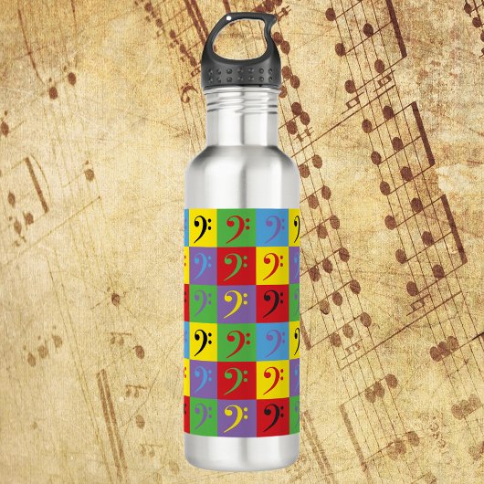 Bouteille D'eau Bass Clef Rainbow Pop Art Motif