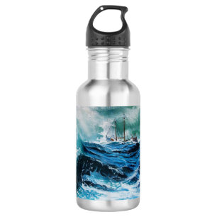 Bouteille D'eau Bateau dans la mer dans la tempête