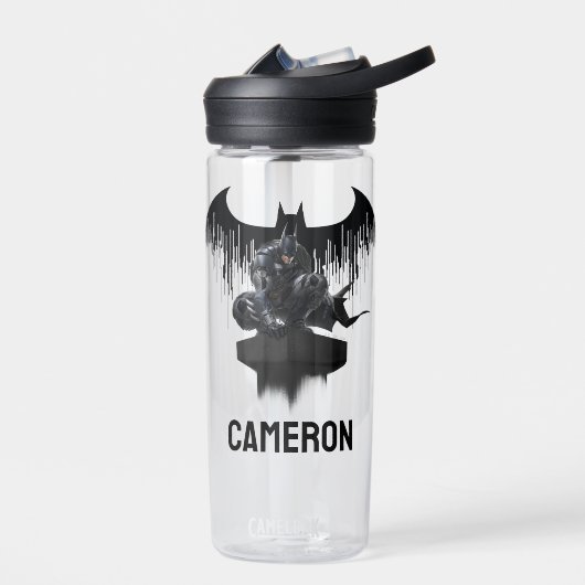 Bouteille D'eau Batman perché sur un pilier | Ajouter Votre Nom (Gauche)
