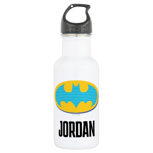 Bouteille D'eau Batman | Symbole Cyan Stripes (Devant)
