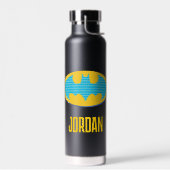 Bouteille D'eau Batman | Symbole Cyan Stripes (Gauche)