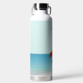 Bouteille D'eau Beau Flamant rose sur la plage (Avant)