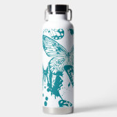 Bouteille D'eau Beau rendu de papillons bleus (Avant)
