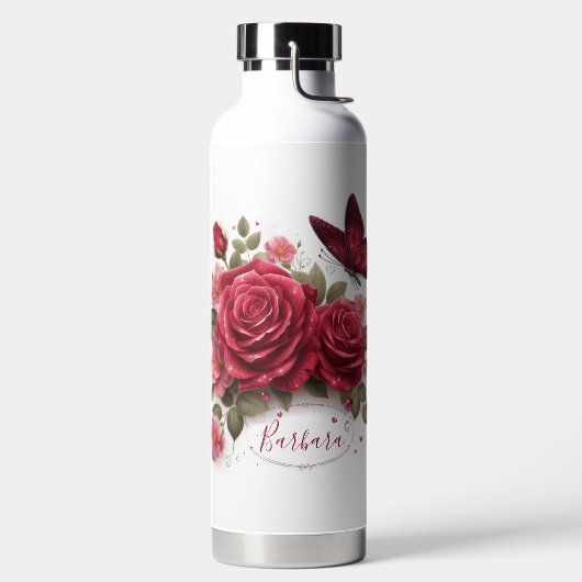 Bouteille D'eau Beaux Roses et papillon (Droite)