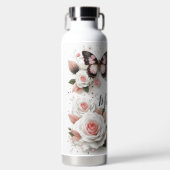 Bouteille D'eau Beaux Roses et papillon (Avant)