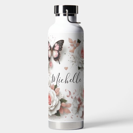 Bouteille D'eau Beaux Roses et papillon (Droite)