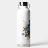 Bouteille D'eau Beaux Roses, marguerites et un Blue Jay (Avant)