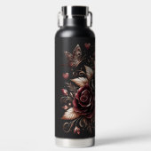 Bouteille D'eau Beaux Roses noirs et bordeaux (Avant)
