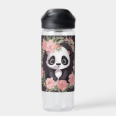 Bouteille D'eau Bébé adorable Panda Ours avec fleurs (Arrière)