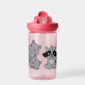 Bouteille D'eau Bébé Animaux Ajouter le nom de l'enfant rose (Avant)