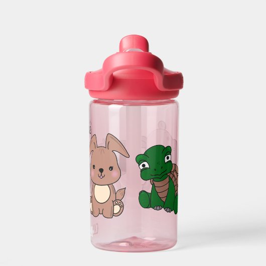 Bouteille D'eau Bébé Animaux Ajouter le nom de l'enfant rose (Salle de sport)