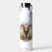 Bouteille D'eau Bébé mignon Eléphant Calf Fleur sauvage Wanderlust (Avant)