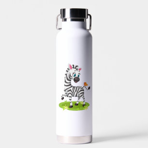 Bouteille D'eau Bébé Zèbre Dessin Jouer avec Papillon-23960