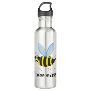 Bouteille D'eau Bee caractère avec mustache lunettes de soleil Bee