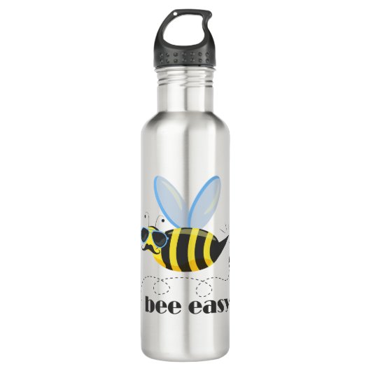 Bouteille D'eau Bee caractère avec mustache lunettes de soleil Bee (Devant)