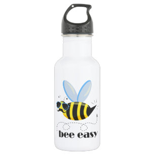 Bouteille D'eau Bee caractère avec mustache lunettes de soleil Bee