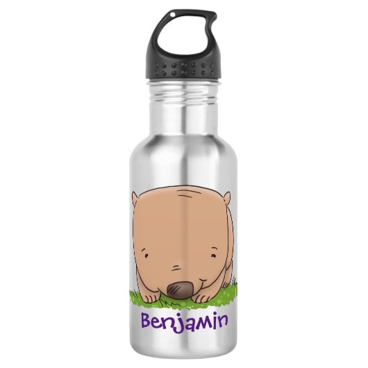 Bouteille D'eau Belle illustration de dessin animé de bébé wombat (Devant)