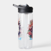 Bouteille D'eau belle licorne avec fleurs (Droite)