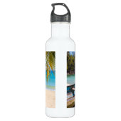 Bouteille D'eau Belle plage tropicale avec bateau à rames (Dos)