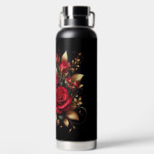 Bouteille D'eau Belles roses rouges et papillon (Plage)