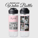 Bouteille D'eau Best cat maman 4 photo nom rose gris<br><div class="desc">Vous cherchez le cadeau parfait pour la meilleure maman de chat au monde? Cette bouteille d'eau personnalisable est un choix pawsome! Doté de félins ludiques, c’est le moyen idéal pour n’importe quel amoureux des animaux de rester hydraté tout en montrant son orgueil de kitty. Échangez les quatre photos avec vos...</div>