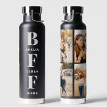 Bouteille D'eau BFF | Best Friends 4 Photo Collage de noms personn<br><div class="desc">Notre bouteille d'eau BFF est le cadeau parfait pour votre Bestie. Avec la capacité de customiser la bouteille avec le nom de votre ami, il devient un souvenir unique qu'il peut chérir pour les années à venir. Le design moderne et la couleur noire épurée en font un accessoire élégant pour...</div>