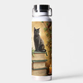 Bouteille D'eau Bibliothèque de chat noir enchantée (Arrière)