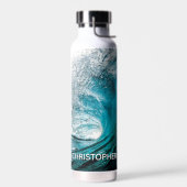 Bouteille D'eau Big Ocean Wave Splash pour ajouter votre nom (Gauche)