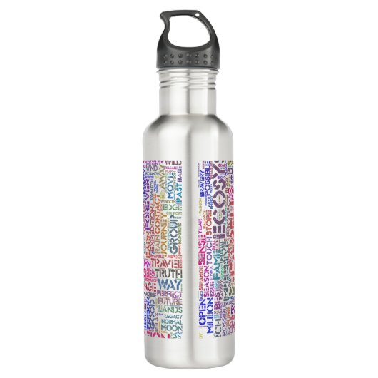 Bouteille D'eau Bio Nuage de Mots Texte Motif Biodiversité (Dos)