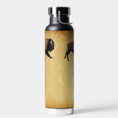 Bouteille D'eau Bisons au Galop Sur Vieux Papier (Gauche)