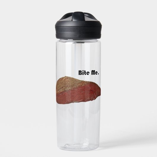 Bouteille D'eau Bite Me Funny Steak Beef Pun Joke (Extérieur)