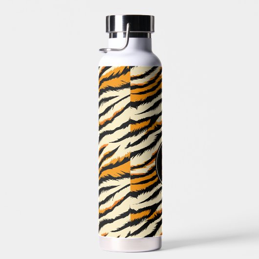 Bouteille D'eau Black and Orange Tiger Pattern Monogram (Plage)