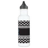 Bouteille D'eau Black | Blanc Chevron gothique Zigzag Monogramme (Droite)