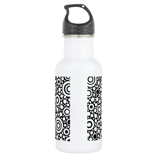 Bouteille D'eau Black Dots & Circles Grid + your backgr. & (Dos)