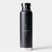 Bouteille D'eau Black | Nom de script monographique personnalisé é (Gauche)