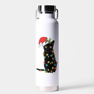 Bouteille D'eau Black Santa Cat Tangled Up