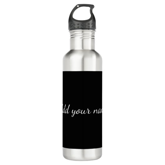 Bouteille D'eau Black solid add name text here throw pillo (Devant)