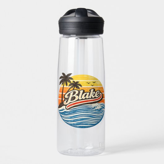 Bouteille D'eau Blake Retro Sunset Name Design (Avant)