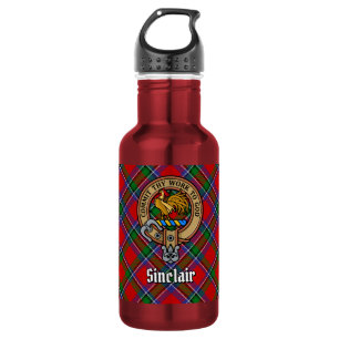 Bouteille D'eau Blason de Clan Sinclair sur tartan rouge