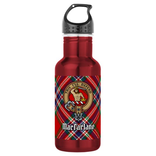 Bouteille D'eau Blason du clan MacFarlane sur tartan (Devant)