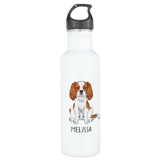 Bouteille D'eau Blenheim Cavalier King Charles Spaniel & Nom (Devant)