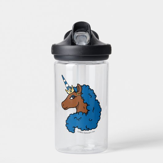 Bouteille D'eau Bleu Afro Unicorn (Avant)