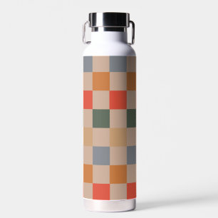 Bouteille D'eau Bleu Beige Orange Brown À damiers En vichy Motif