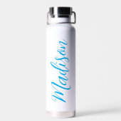 Bouteille D'eau Bleu clair Nom manuscrit Script personnalisé (Arrière)