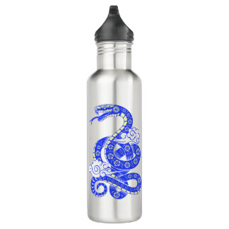 Bouteille D'eau Bleu Dragon style asiatique motif floral