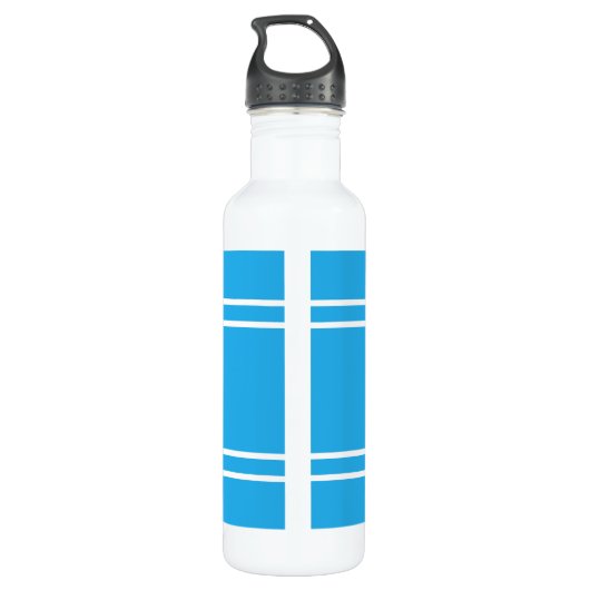 Bouteille D'eau Bleu et blanc avec nom et rayures (Dos)