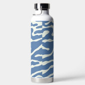 Bouteille D'eau Bleu et crème Moderne Abstrait Wavy Lines Motif (Droite)