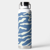 Bouteille D'eau Bleu et crème Moderne Abstrait Wavy Lines Motif (Plage)
