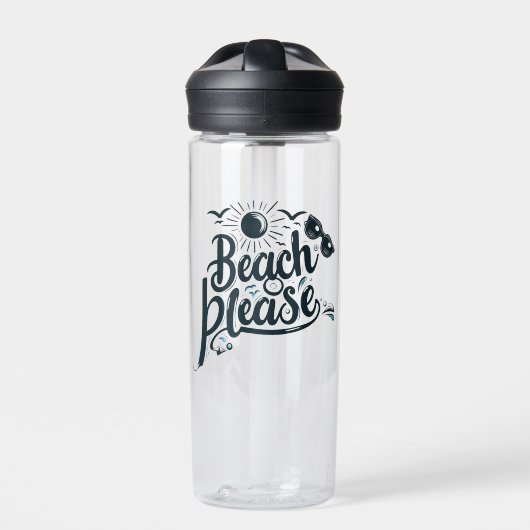 Bouteille d'eau Bleu et Noir Beach Please (Extérieur)